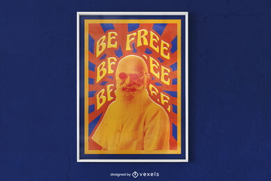 Design de cartaz de velho hippie