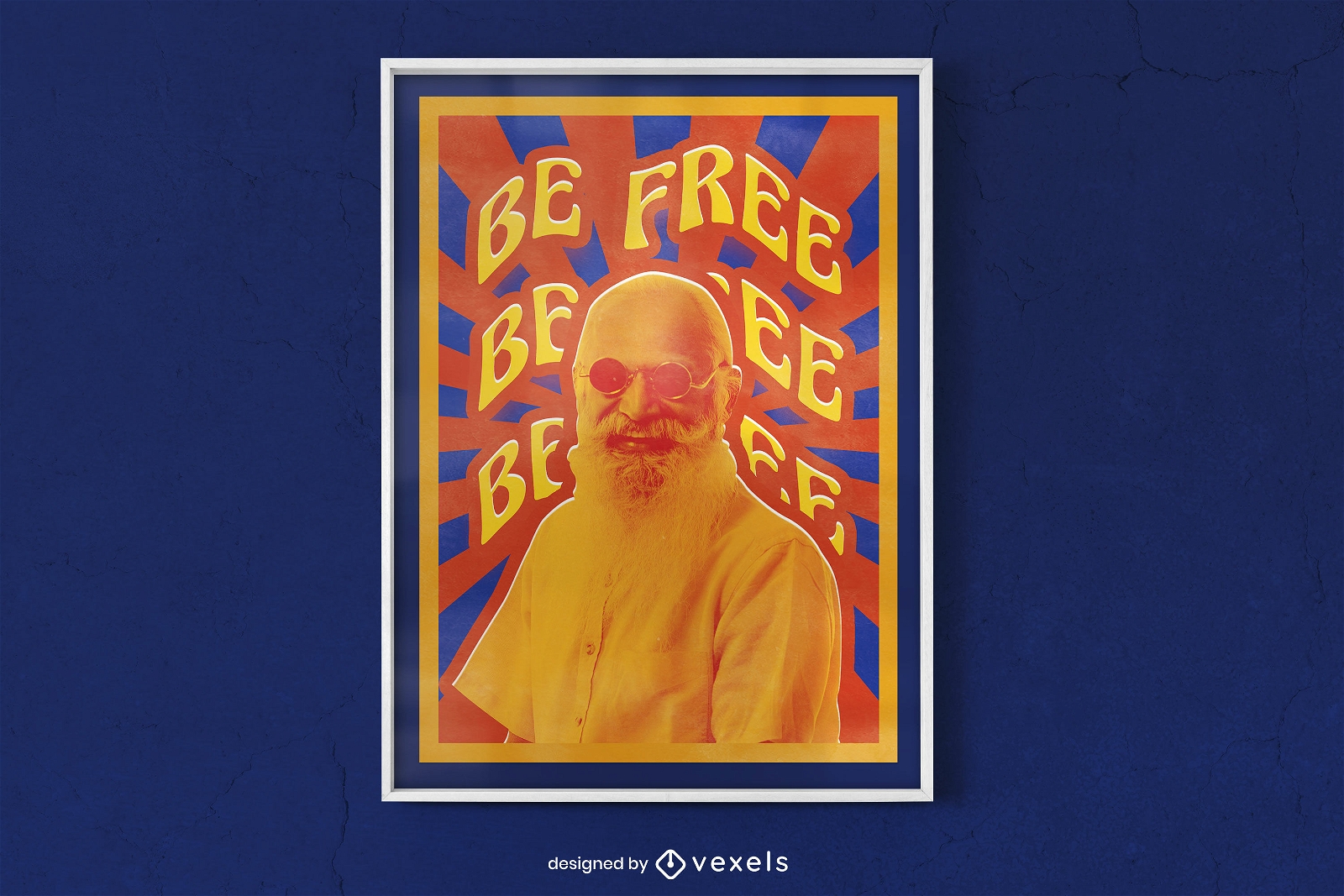 Hippie old man poster design
