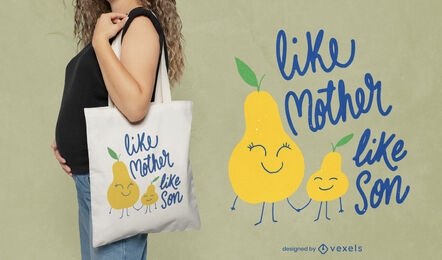 Pear mom and son tote bag design