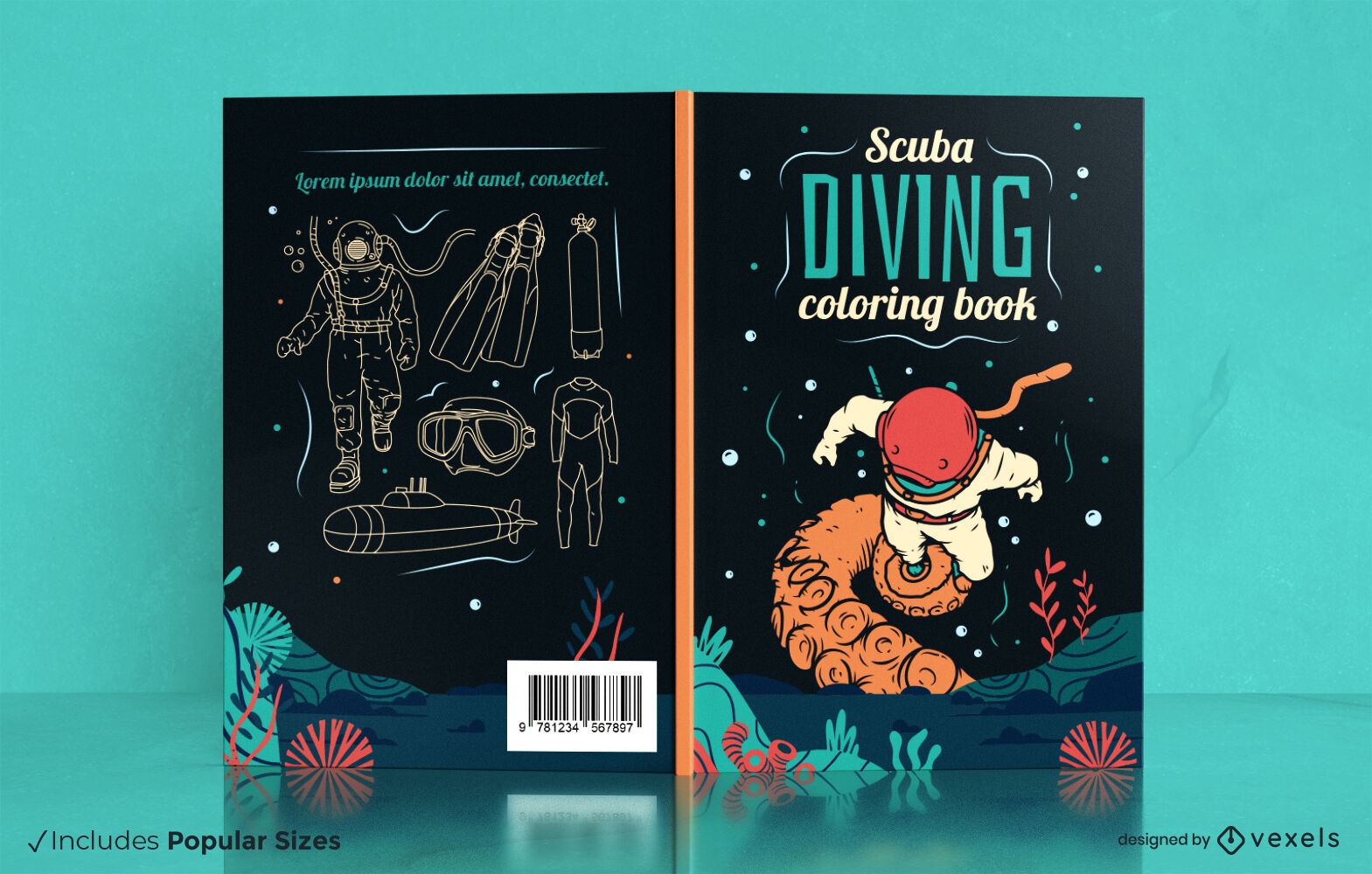 Design de capa de livro de mergulho