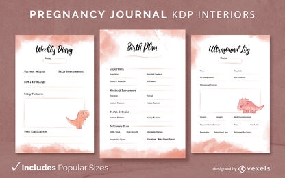 Pregnancy dino journal Design Template KDP