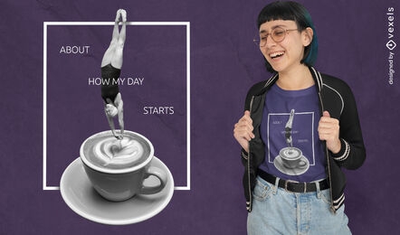 Diseño divertido de psd de camiseta de café