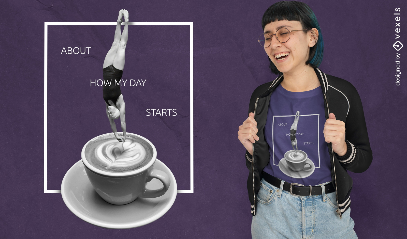 Design de psd de camiseta de café engraçado
