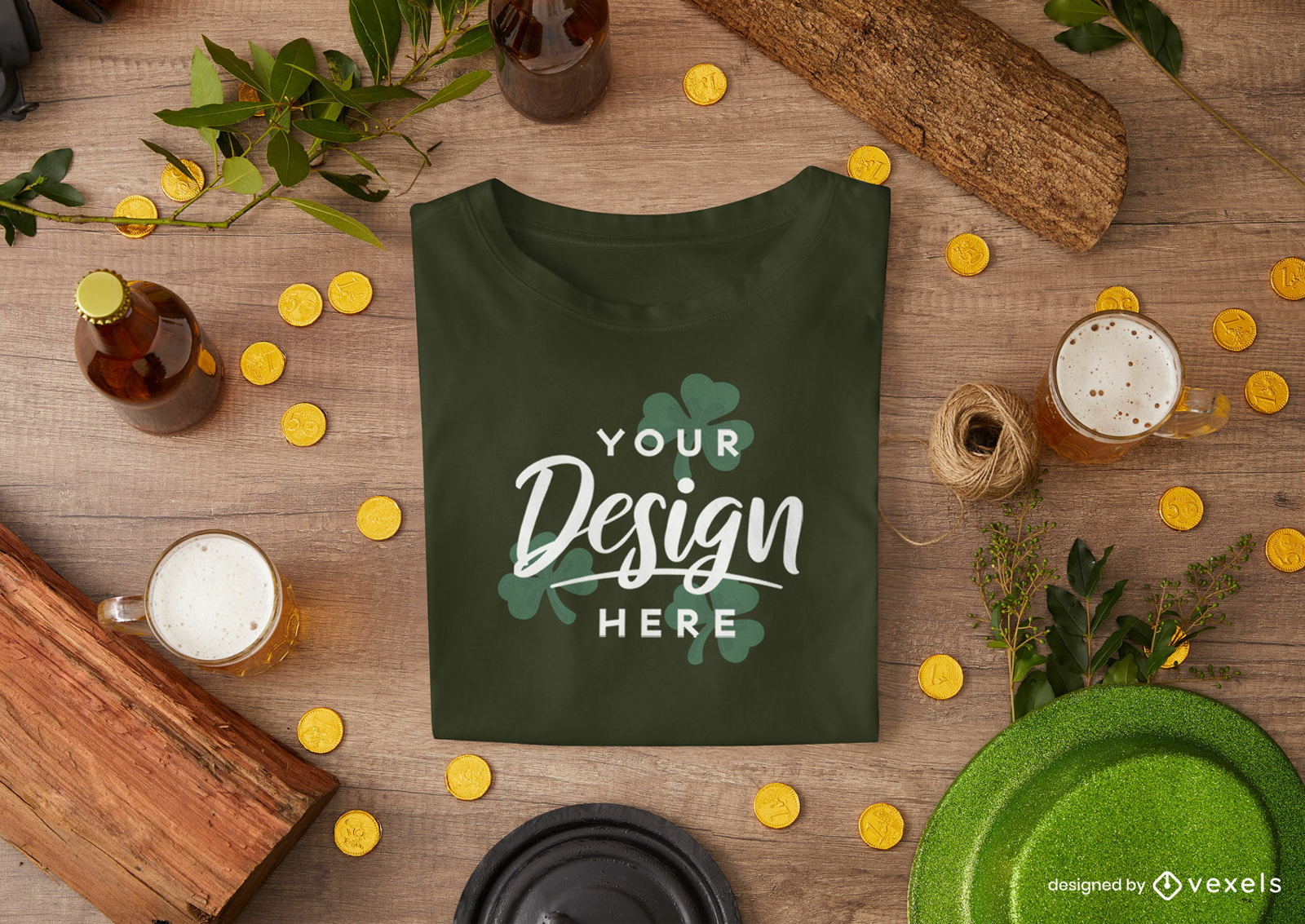 Maqueta de camiseta r?stica de St Patrick