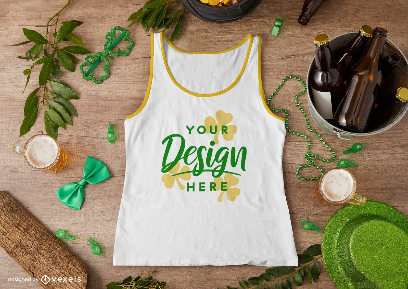 Diseño de maqueta de camiseta sin mangas de St Patrick