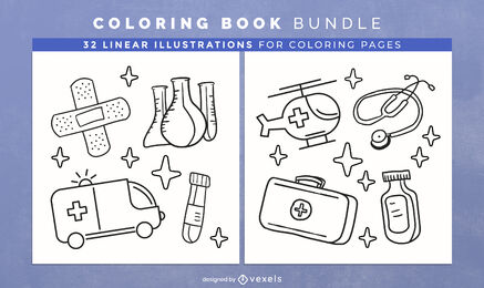 Páginas de diseño de libro para colorear de hospital