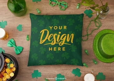 Diseño de maqueta de almohada de tiro de St Patrick