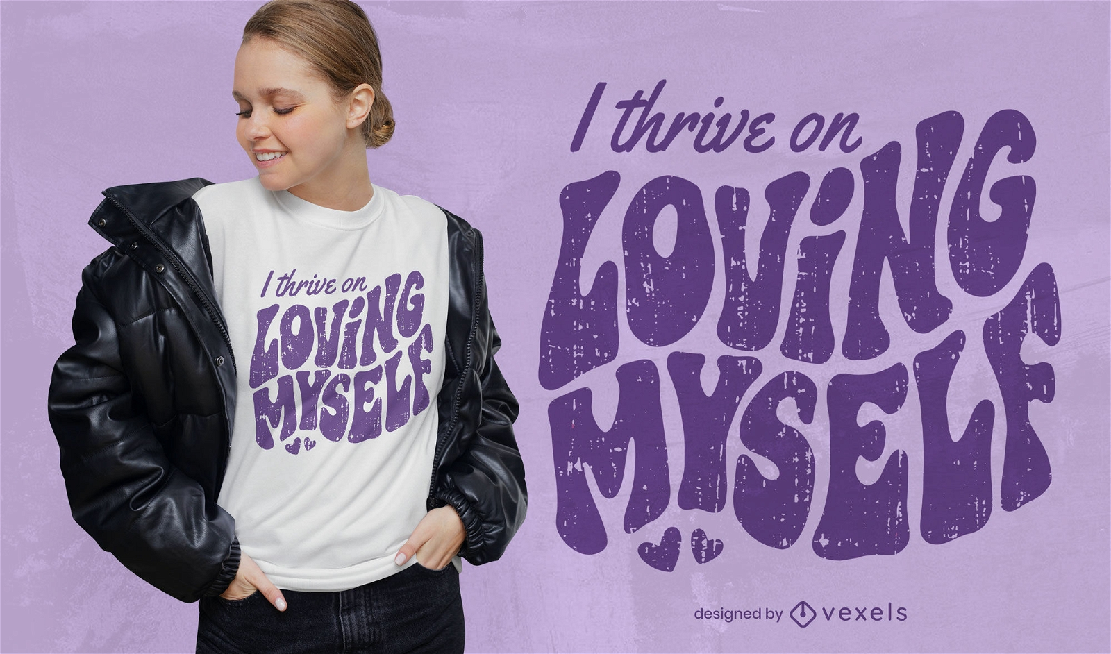 Self love textured quote t-shirt design