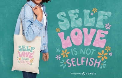 Floral self love tote bag design