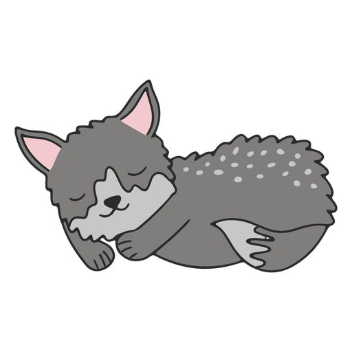 Lobo adormecido animal bebê fofo Desenho PNG