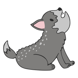 Howling wolf cute baby animal PNG Design