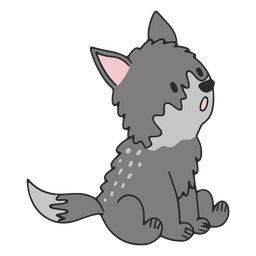 Surprised cute wolf baby animal PNG Design