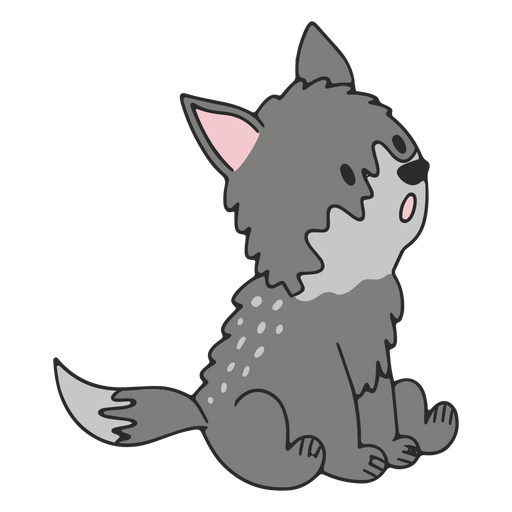 Animal de bebê lobo fofo surpreso Desenho PNG