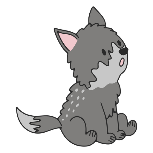 Surprised cute wolf baby animal PNG Design