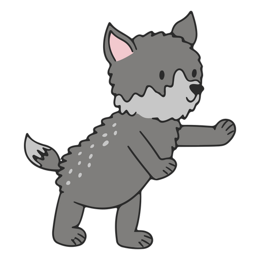 Animal de bebê fofo lobo em pé Desenho PNG