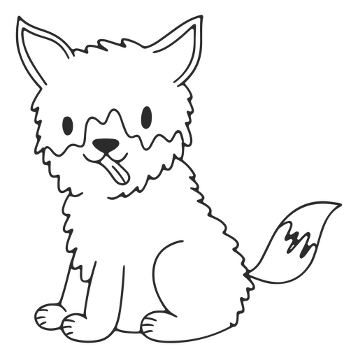 Simple smiling wolf baby animal PNG Design
