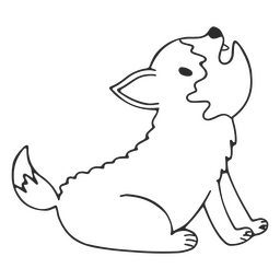 Animal bebê lobo fofo uivando simples Desenho PNG