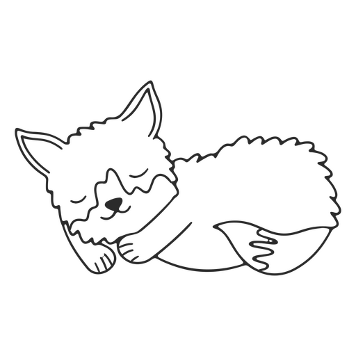 Animal bebê lobo adormecido simples Desenho PNG