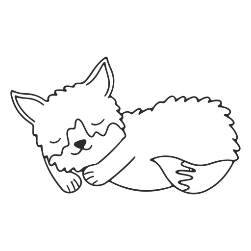 Animal bebé lobo dormido simple Diseño PNG