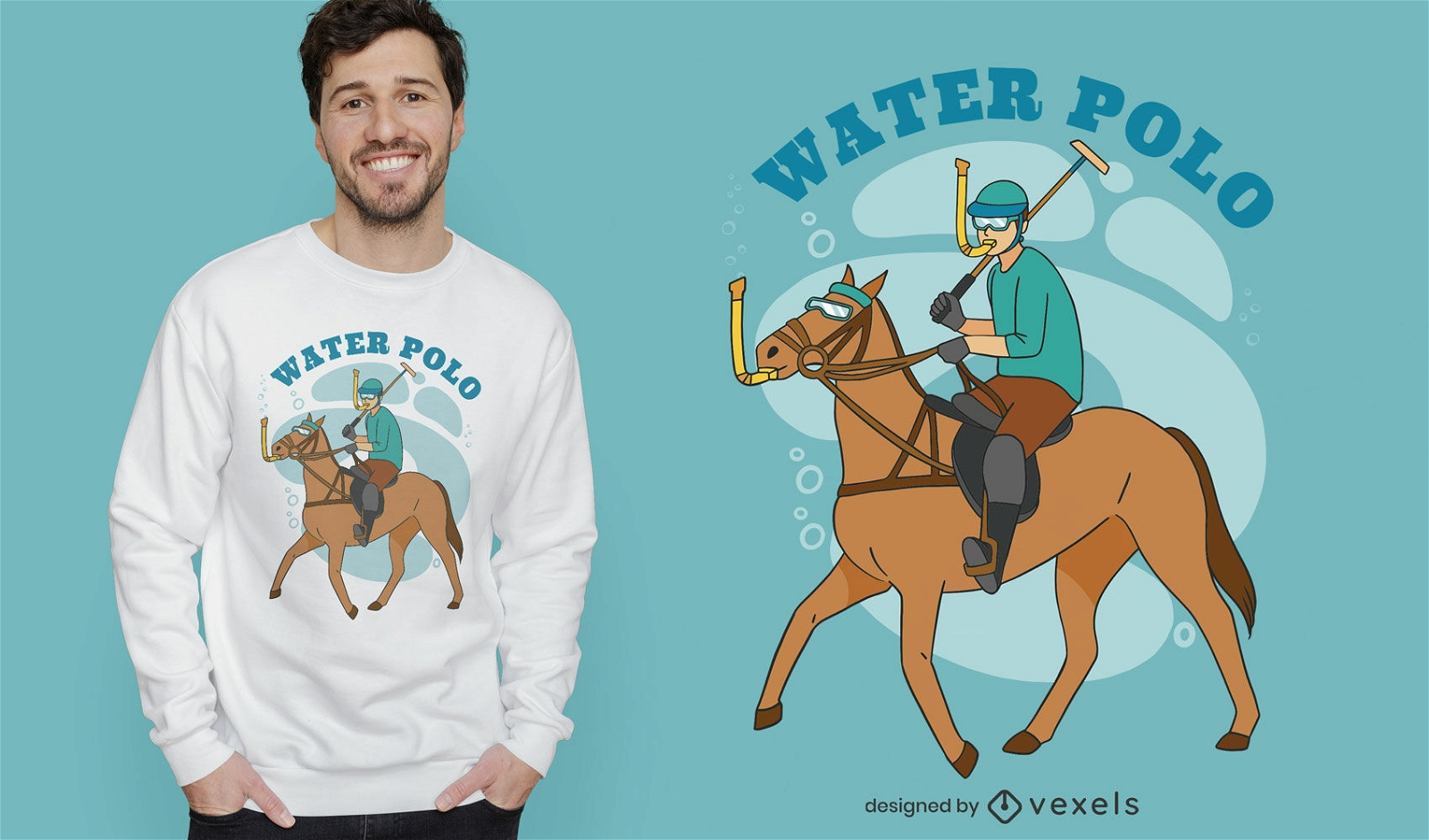 Design engraçado de camiseta de esportes de pólo aquático