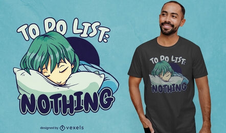Anime girl sleeping t-shirt design