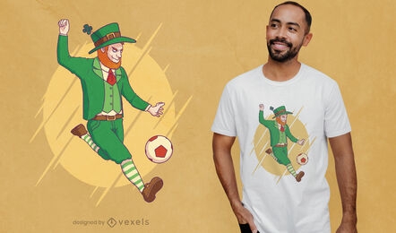 Leprechaun jogando design de camiseta de futebol