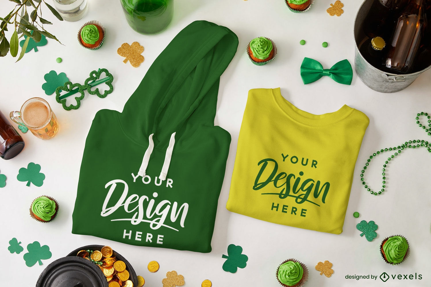 St Patrick's hoodie and t-shirt mockup