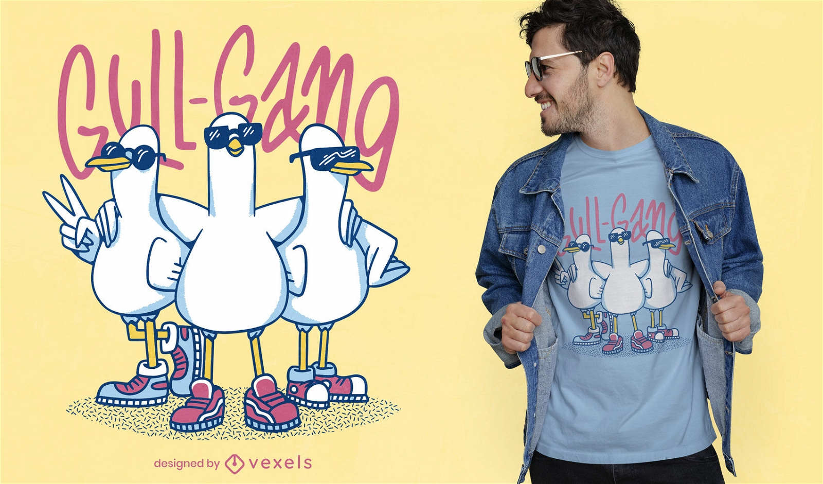 Seagulls with sunglasses t-shirt design