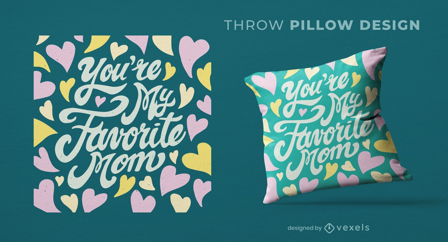Favorite mom heart throw pillow design