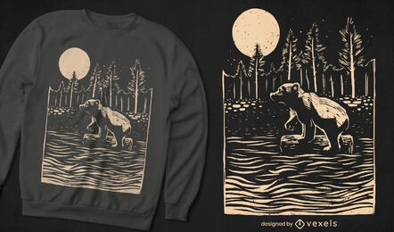 Bear floating in river t-shirt design