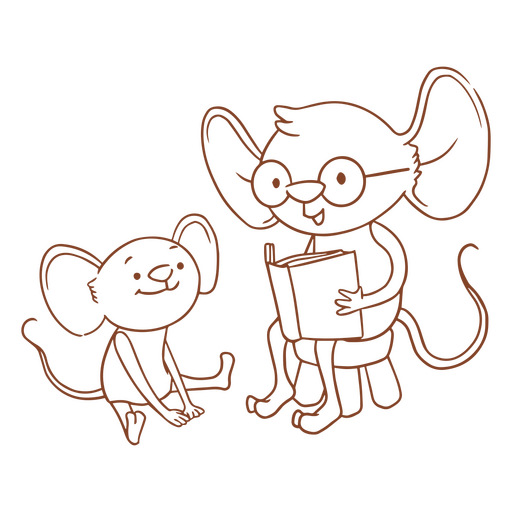 Mouse family father animal simple characters PNG Design