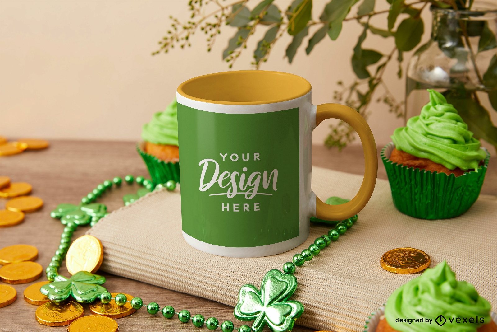 St Patrick decorations mug mockup