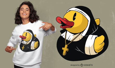 Diseño de camiseta de disfraz de monja de pato de goma
