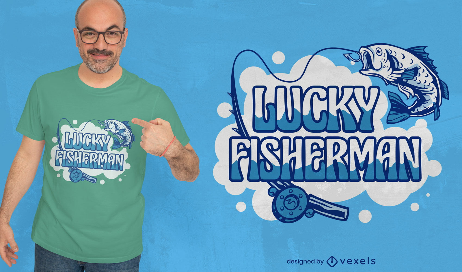 Vara de pesca e design de camiseta de citação de peixe