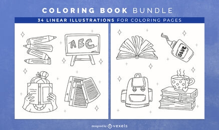 Diseño de páginas de libro para colorear de maestro de escuela