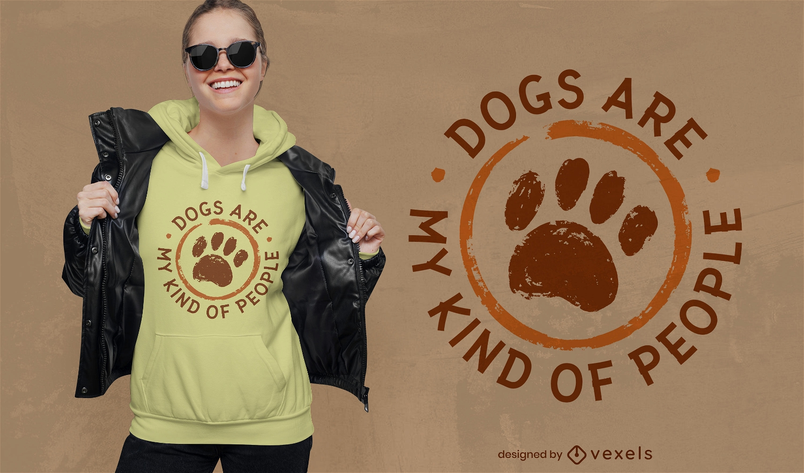 Diseño de camiseta de insignia de pata de animal de perro