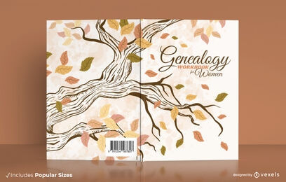 Diseño de portada de libro de árbol con hojas de otoño