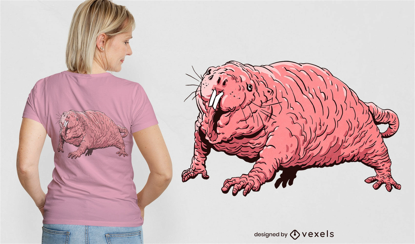 Design de camiseta de animal selvagem de toupeira nu