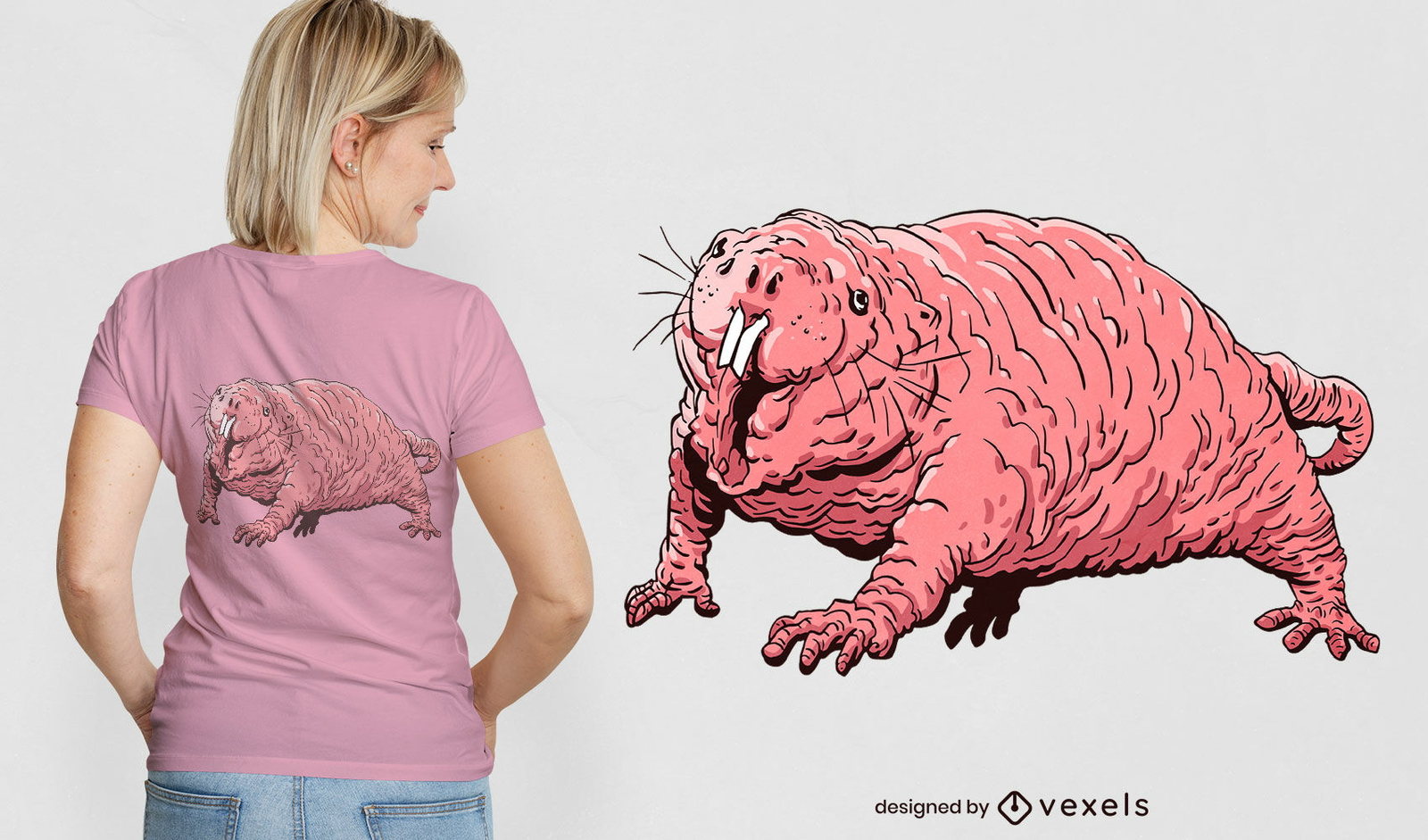 Diseño de camiseta de animal salvaje topo desnudo