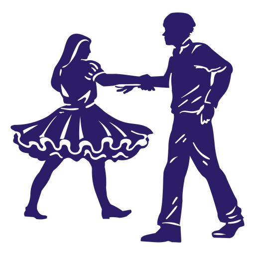 Dancing couple music silhouette