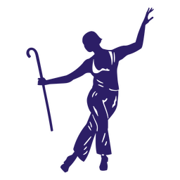 Silueta de bastón de mujer bailando Diseño PNG