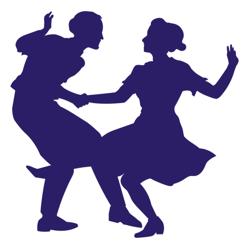 Couple silhouette dancing twist