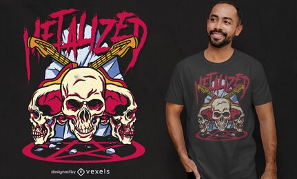 Metal rock skulls t-shirt design