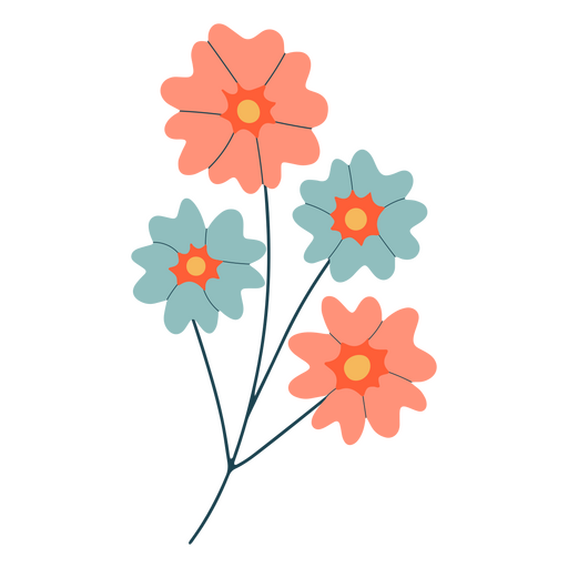 Einfache zarte flache Blumen PNG-Design