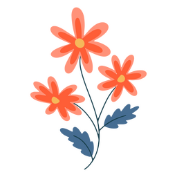 Flowers flat vivid colors orange PNG Design