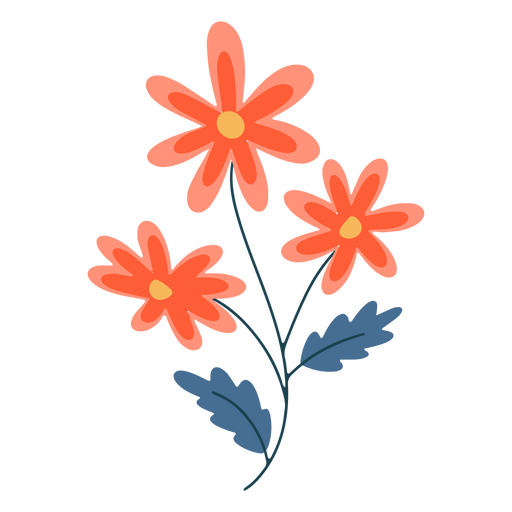 Flores planas colores vivos naranja Diseño PNG