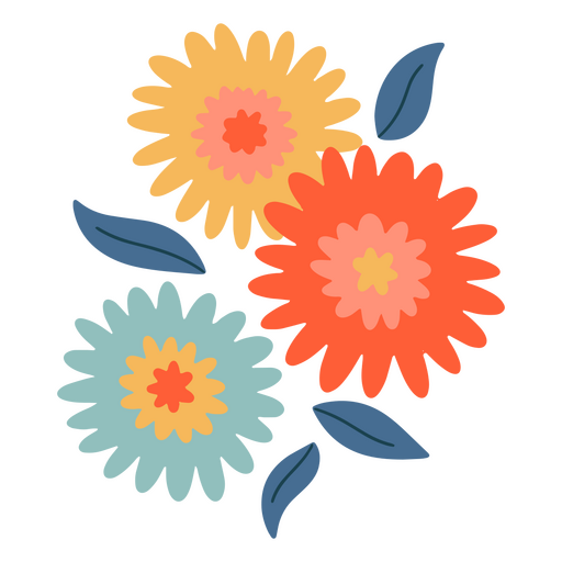 Blumen flach lebendige Farben PNG-Design