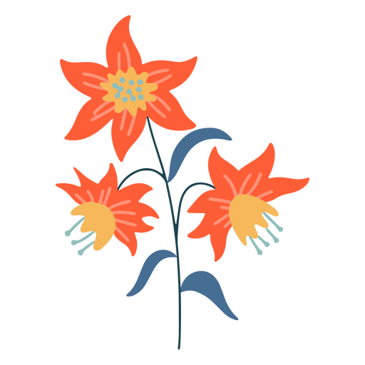 Niedliche Blumen flache lebendige Farben PNG-Design