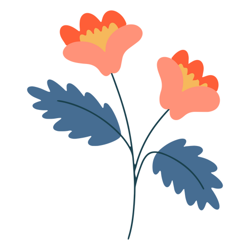 Lebendige flache Blüten PNG-Design