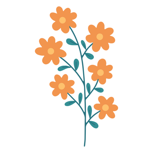 Flores planas margaritas de colores vivos Diseño PNG